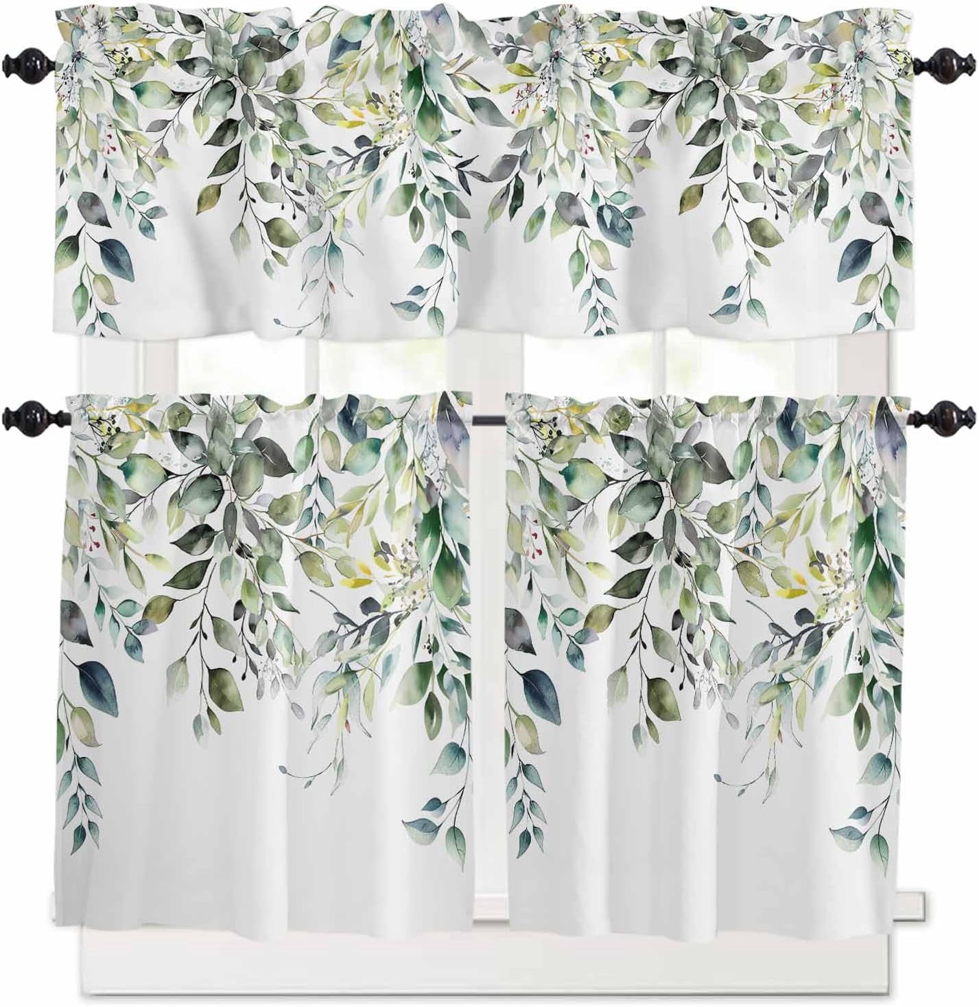 Spring Summer Curtain Valance and Tier Curtain Set 3PCS Rod Pocket ...