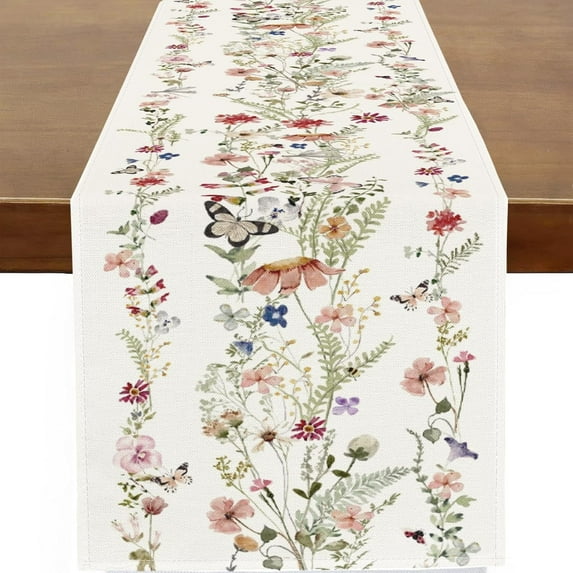 Spring Summer Daisy Flowers Table Runner Watercolor Sunflowers Runner Table Kitchen Dinning Table Wedding Anniversary Party Holiday Home Decor 13x48 Inch