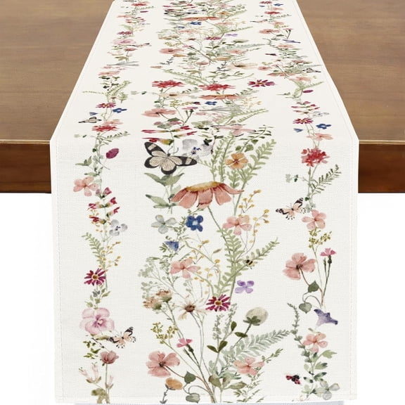 Spring Summer Daisy Flowers Table Runner Watercolor Sunflowers Runner Table Kitchen Dinning Table Wedding Anniversary Party Holiday Home Decor 13x48 Inch