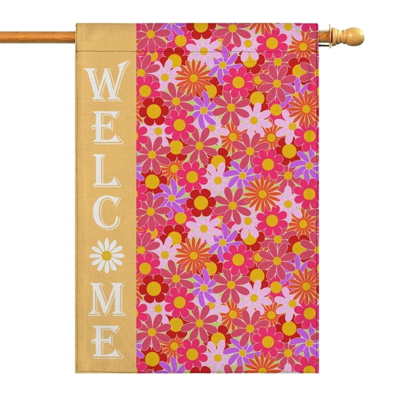 Spring Summer Daisy Garden Flag 28x40 Inch Double Side for Outdoor Courtyard Garden Decor Flowers Welcome Holiday Flag for Outside Decoration
