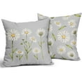 thumbnail image 1 of Spring Summer Daisy Pillow Covers 16x16 Set of 2 Watercolor White Flower Print Grey Gray Decorative Throw Pillows Outdoor Pillowcase Square Linen Farmhouse Cushion Case Decor for Couch Sofa Bed, 1 of 6