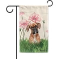 thumbnail image 1 of Spring Summer Dog Decorative Garden Flag Boxer Lotus Flowers Outside Banner for Yard Farmhouse Double Side 12.5x18 Inch, 1 of 5