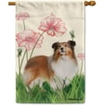 thumbnail image 1 of Spring Summer Dog Decorative House Flag Sheltie Lotus Flowers Outside Banner for Yard Farmhouse Double Side 28x40 Inch, 1 of 6