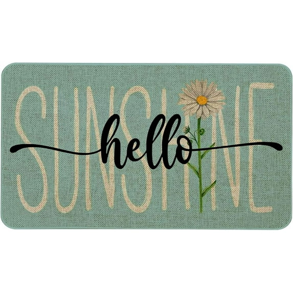 Spring Summer Door Mat 30 X 17 Inch Hello Sunshine Daisy Doormat Indoor Outdoor Entrance Floor Rug Non Slip Spring Summer Decor Rubber Mats