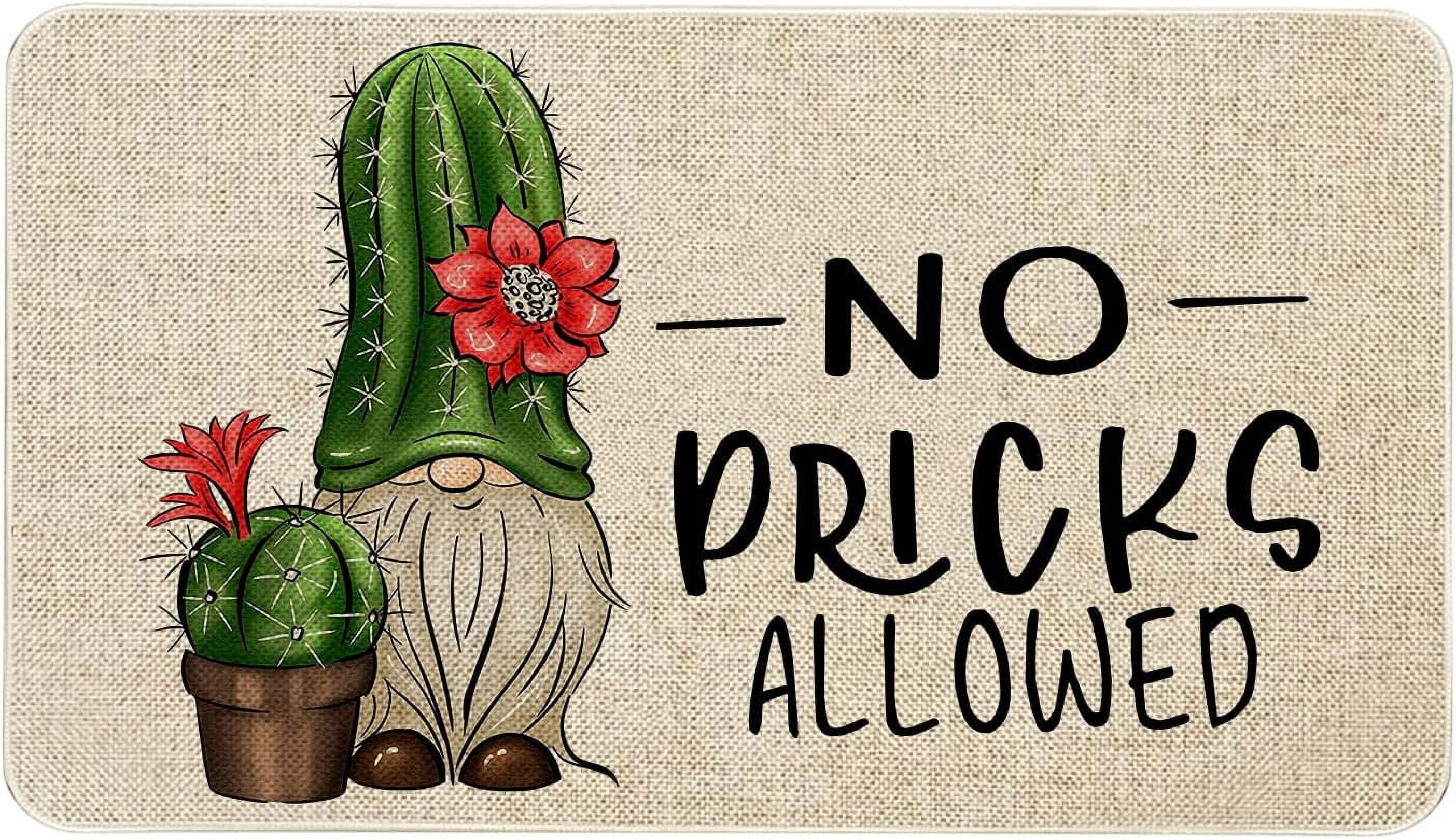Spring Summer Door Mat 30 X 17 Inch No Picks Allowed Cactus Gnome Doormat Indoor Outdoor Entrance Funny Floor Mat Non Slip Summer Decor Rubber Welcome Mats