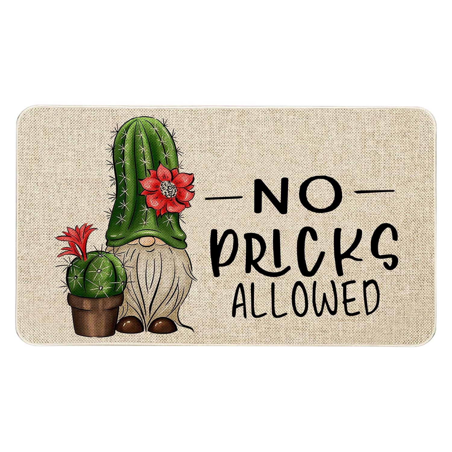 Spring Summer Door Mat 30 X 17 Inch No Picks Allowed Cactus Doormat Indoor Outdoor Entrance Funny Floor Mat Non Slip Summer Decor Rubber Welcome Mats