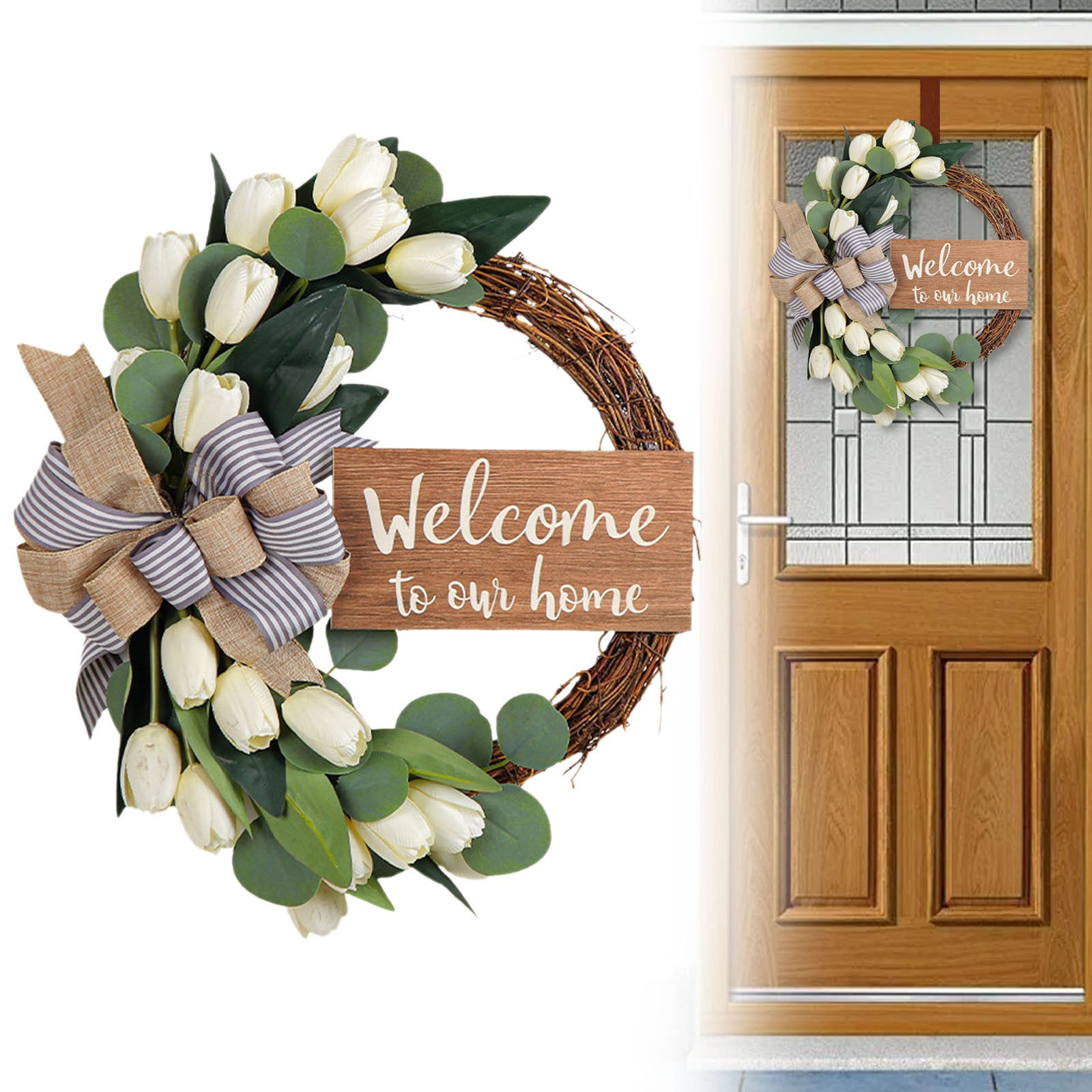 Spring Summer Door Wreath (Artificial Floral Decor, Farmhouse), Pre ...