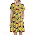 thumbnail image 1 of Spring Summer Dresses for Women 2025 - 90s Audio Tape Wedding Guest Dresses, Beach Vacation Clothes, Hawaiian Sundresses Casual Short Sleeve Dress for Women with Pockets, 1 of 7