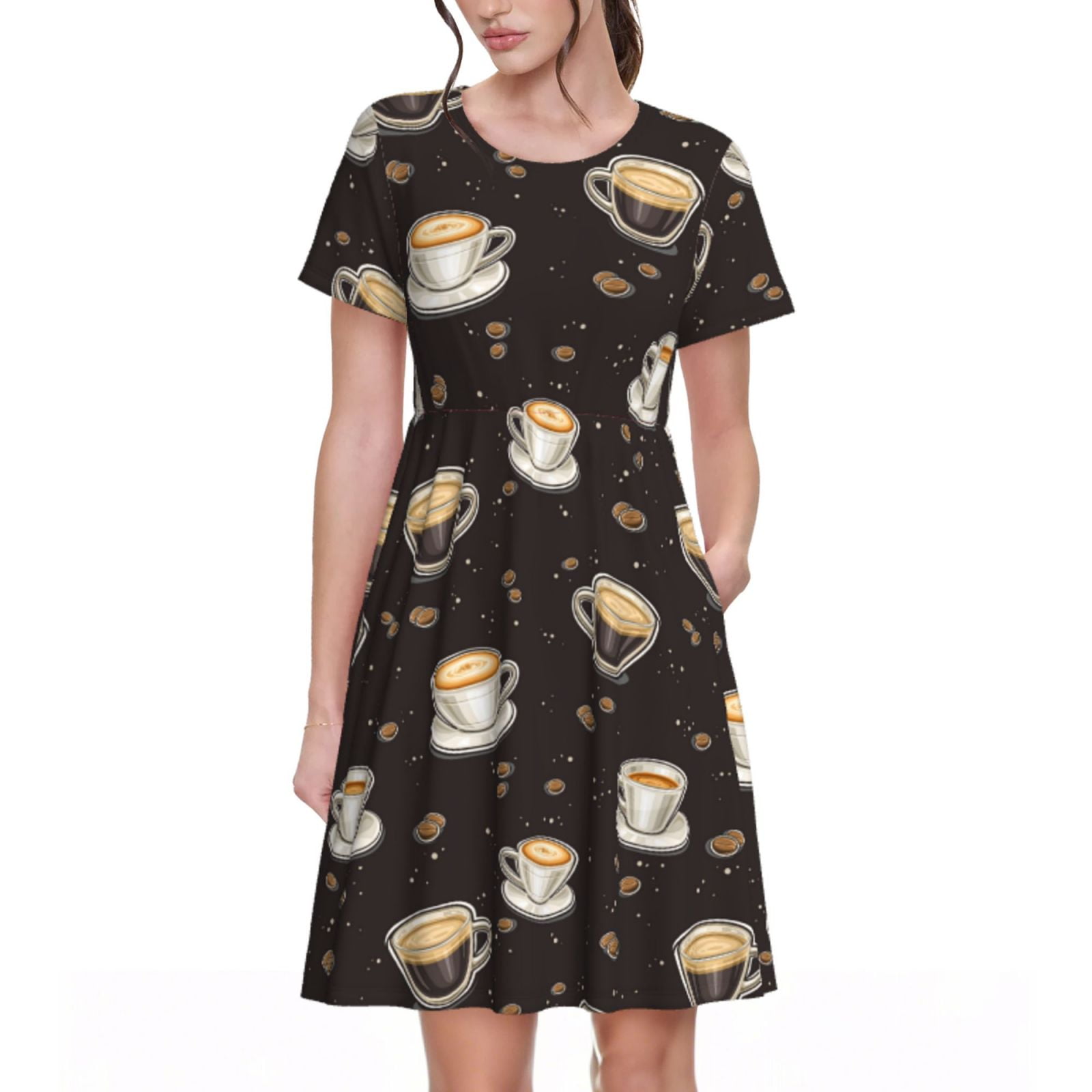 Spring Summer Dresses for Women 2025 - Black White Mug Coffee Print