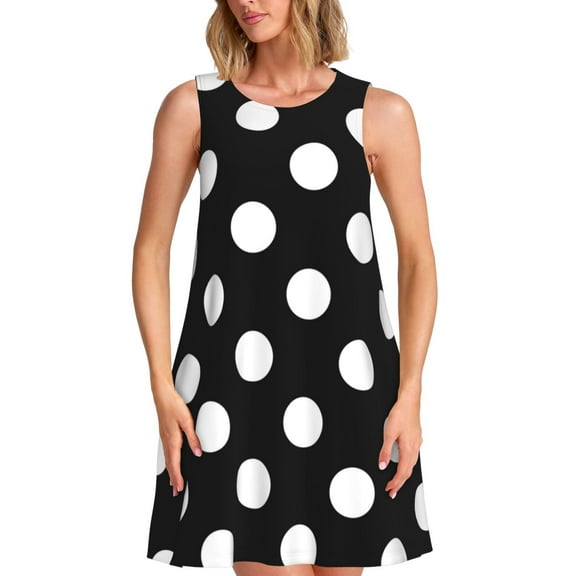 Spring Summer Dresses for Women 2025 - Black And White Polka Dot Swimsuit Coverup Sundresses for Women, Beach Vacation Clothes for Women, Hawaiian Tshirt Dresses for Women