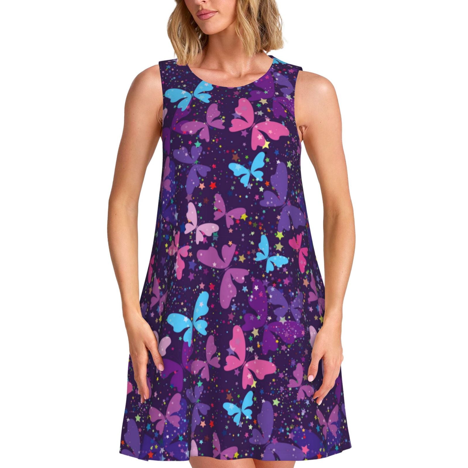 Spring Summer Dresses for Women 2025 - Bright Purple Butterflies ...