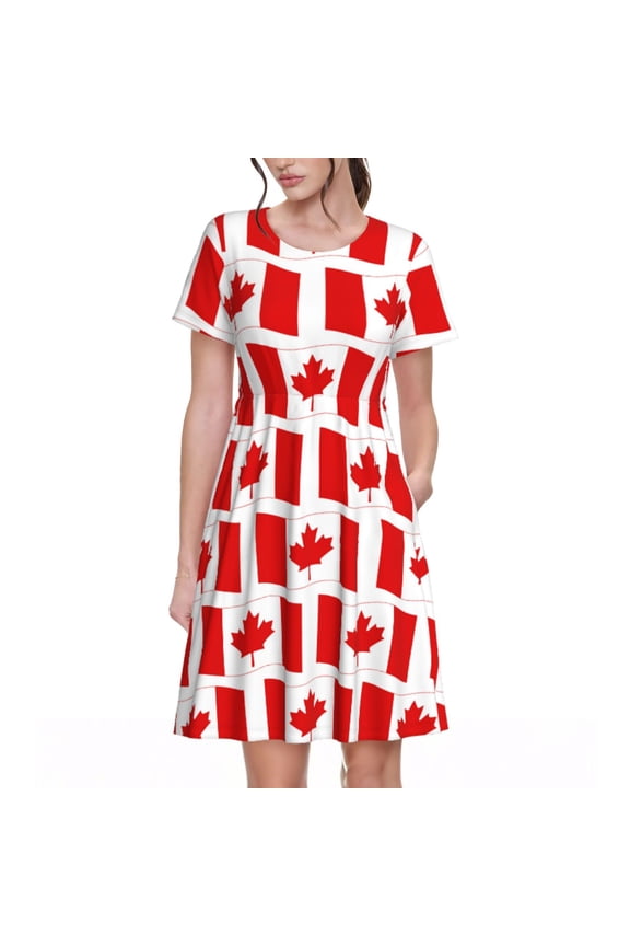 Spring Summer Dresses for Women 2025 - Canada(1) Wedding Guest Dresses, Beach Vacation Clothes, Hawaiian Sundresses Casual Short Sleeve Dress for Women with Pockets