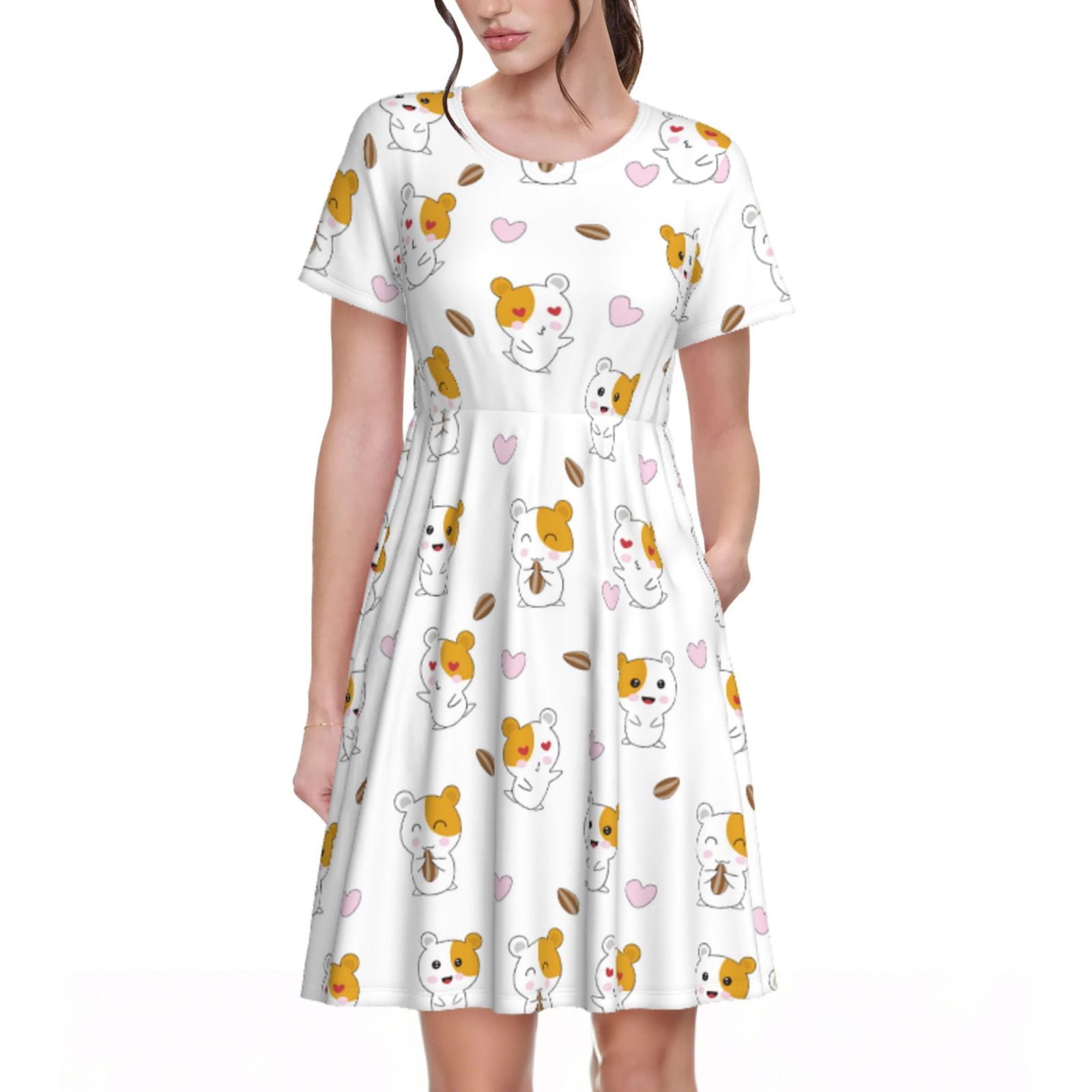 Spring Summer Dresses for Women 2025 - Cartoon Cute Hamster Love Beach ...