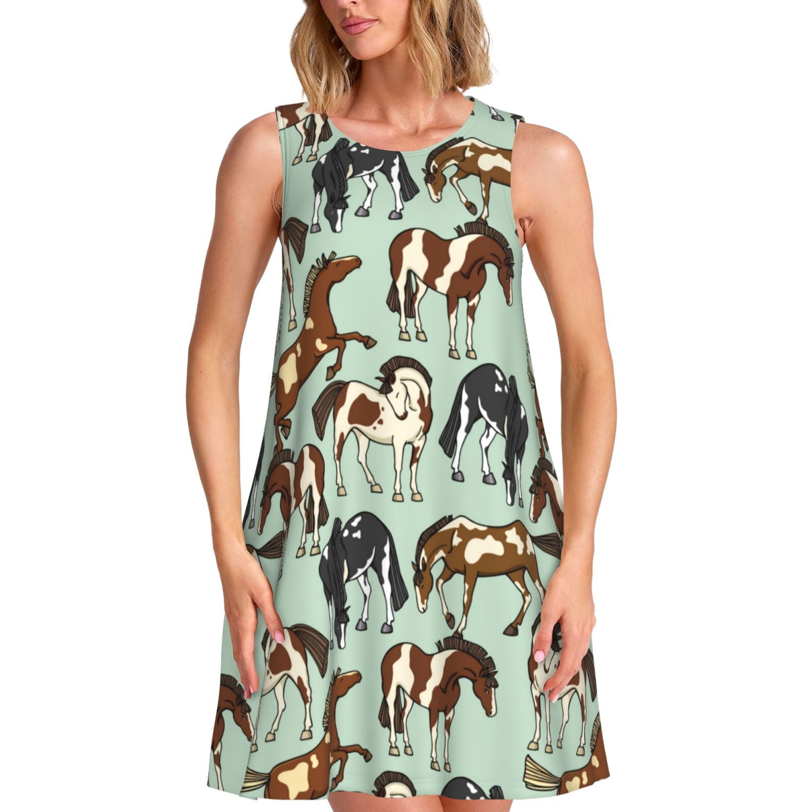 Spring Summer Dresses for Women 2025 - Cartoon Spotted Cute Horse ...