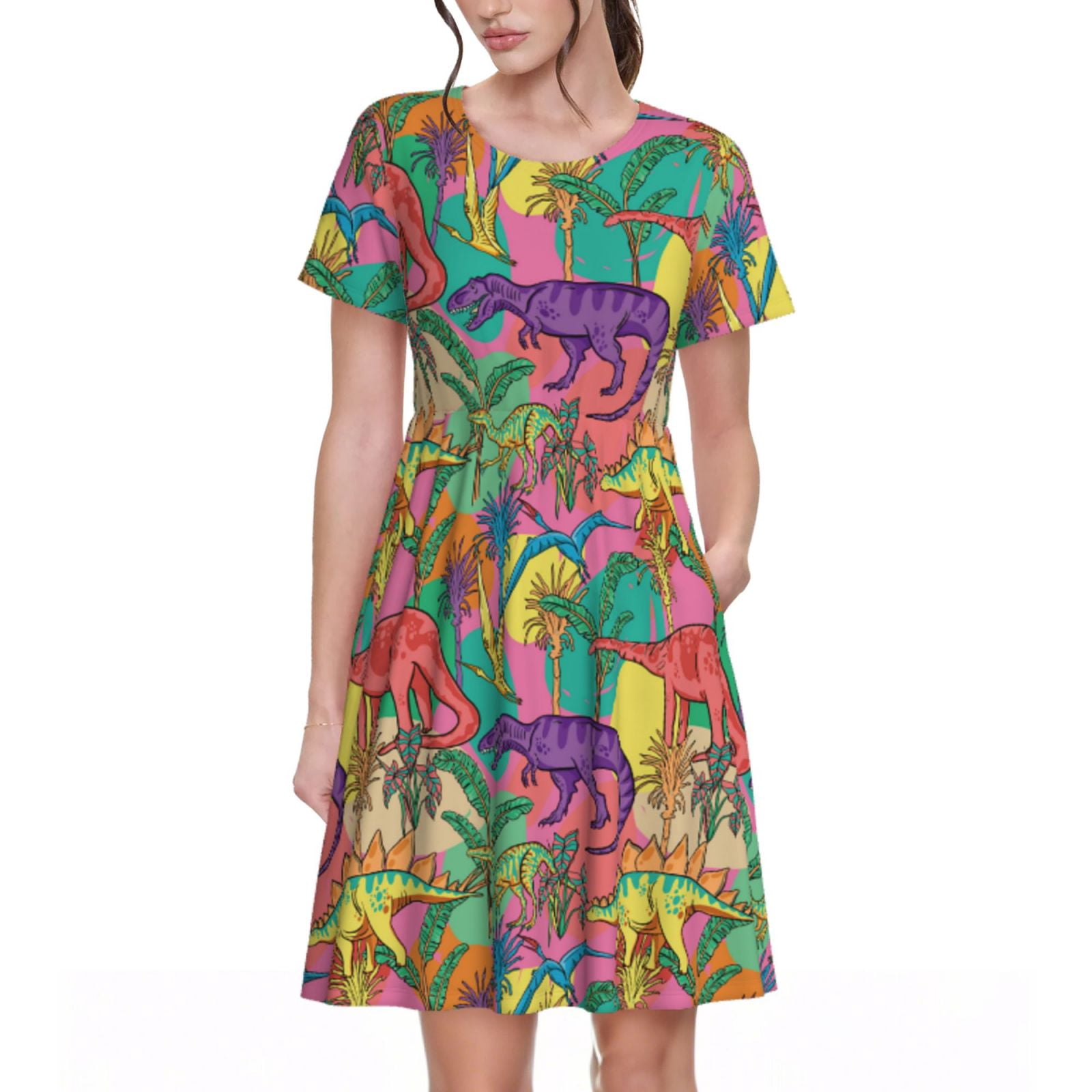 Spring Summer Dresses for Women 2025 - Colorful Dinosaur(1) Wedding ...