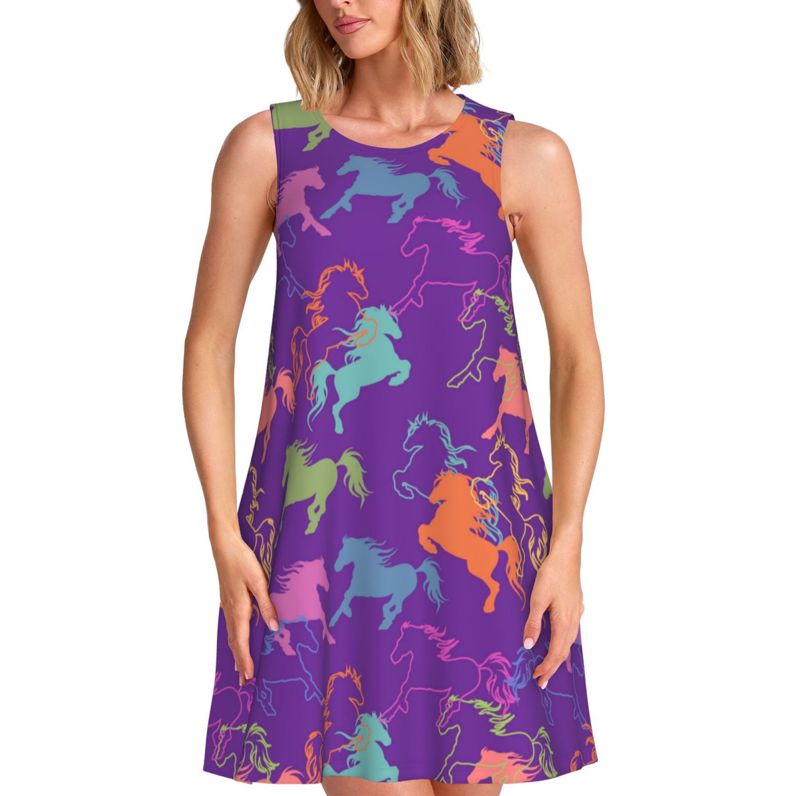Spring Summer Dresses for Women 2025 - Colorful Minimalist Horse Beach ...
