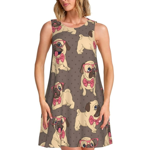 Spring Summer Dresses for Women 2025 - Cut Pug Swimsuit Coverup Sundresses for Women, Beach Vacation Clothes for Women, Hawaiian Tshirt Dresses for Women