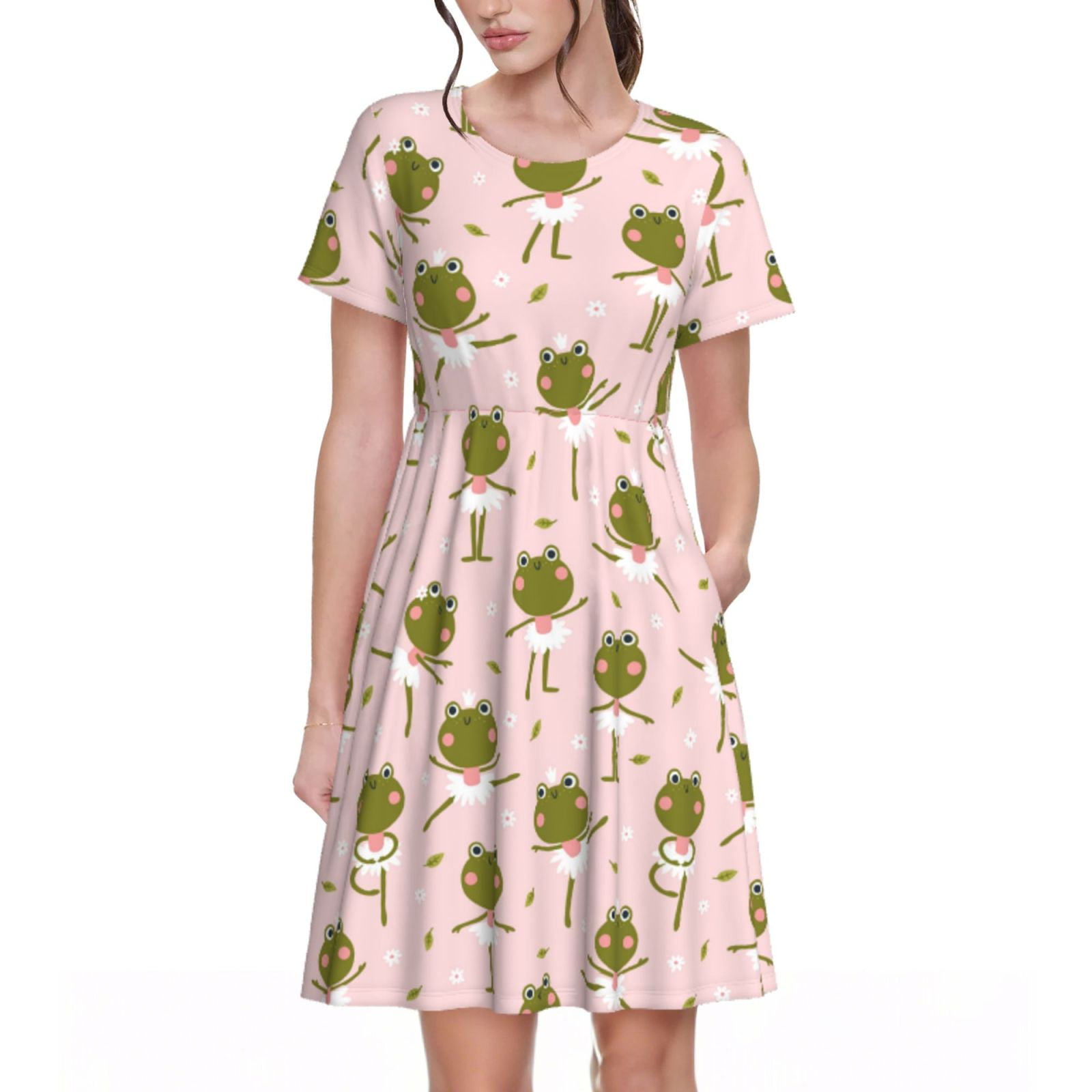 Spring Summer Dresses for Women 2025 - Cute Ballet Frogs Flower Pink ...
