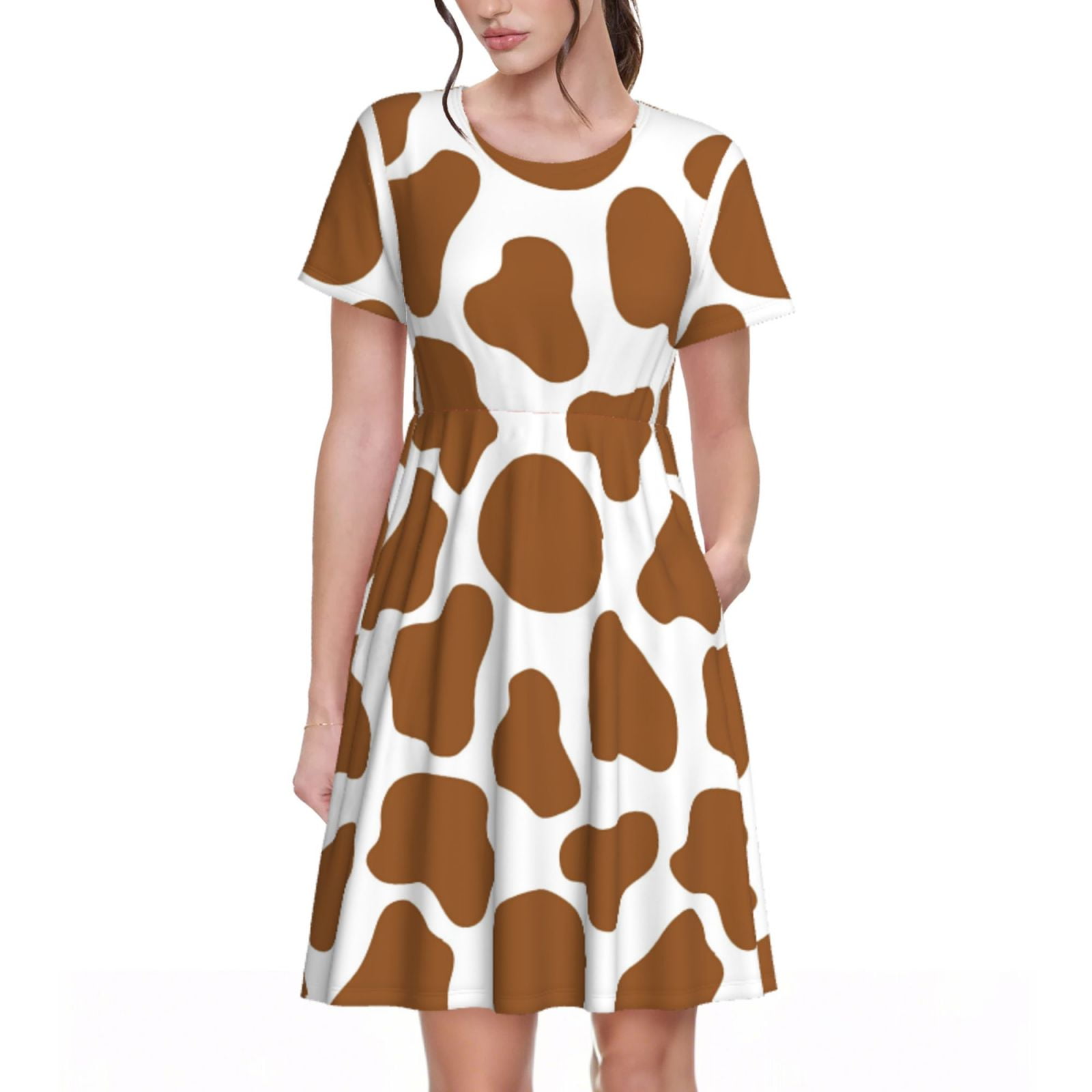 Spring Summer Dresses for Women 2025 - Cute Brown Cow Print Beach ...