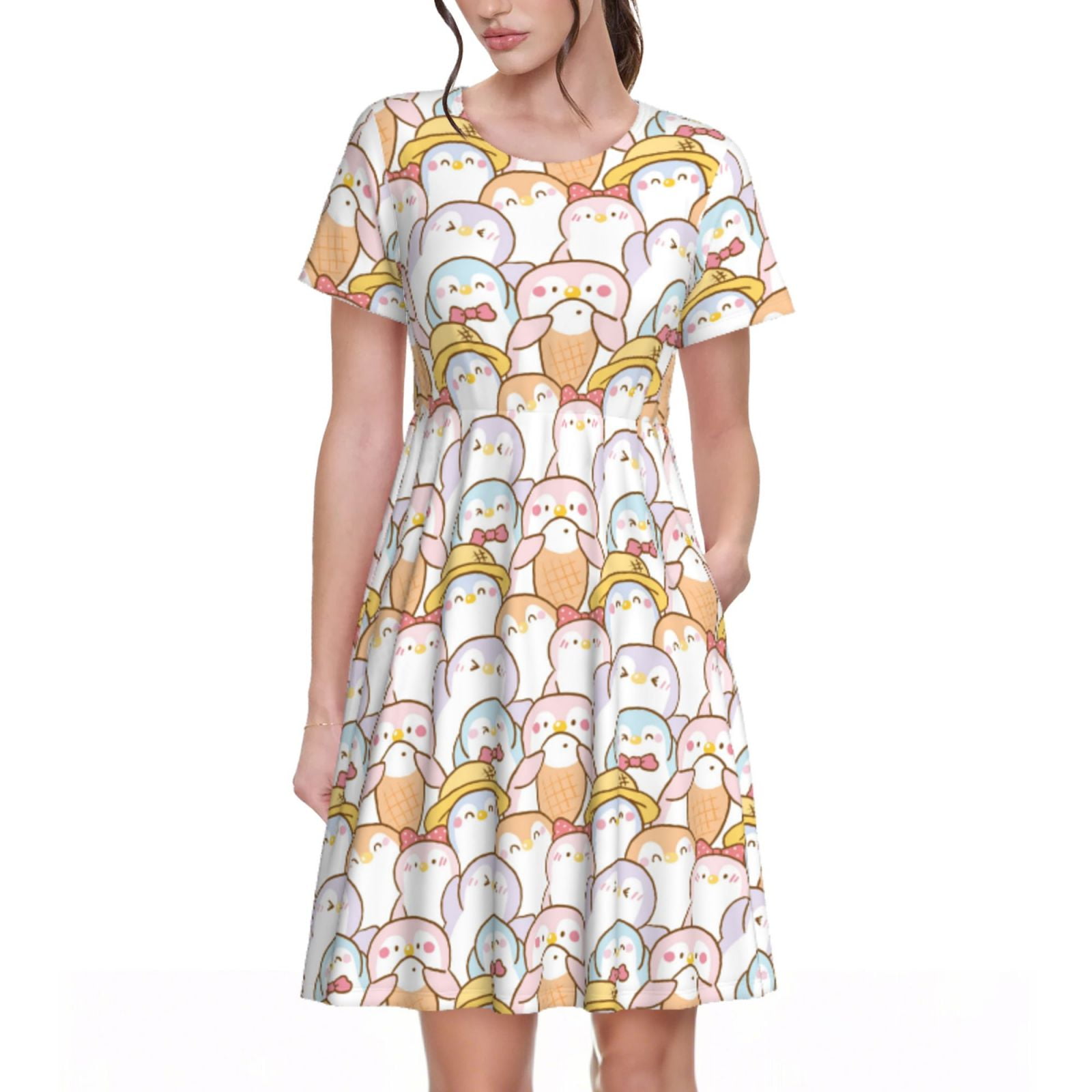 Spring Summer Dresses for Women 2025 - Cute Cartoon Penguin Beach ...