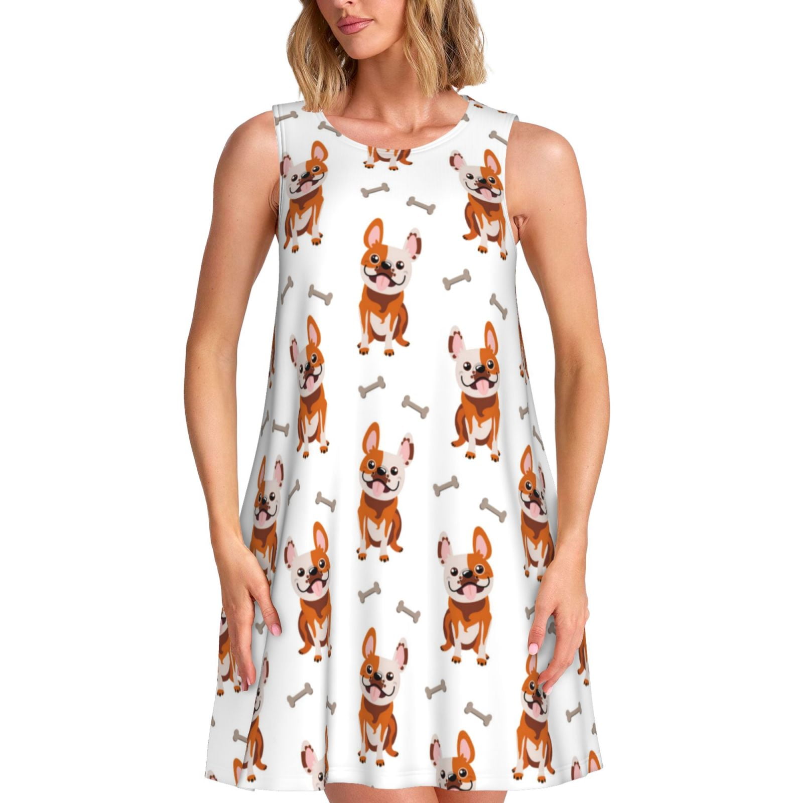 Spring Summer Dresses for Women 2025 - Cute French Bulldog White_A ...
