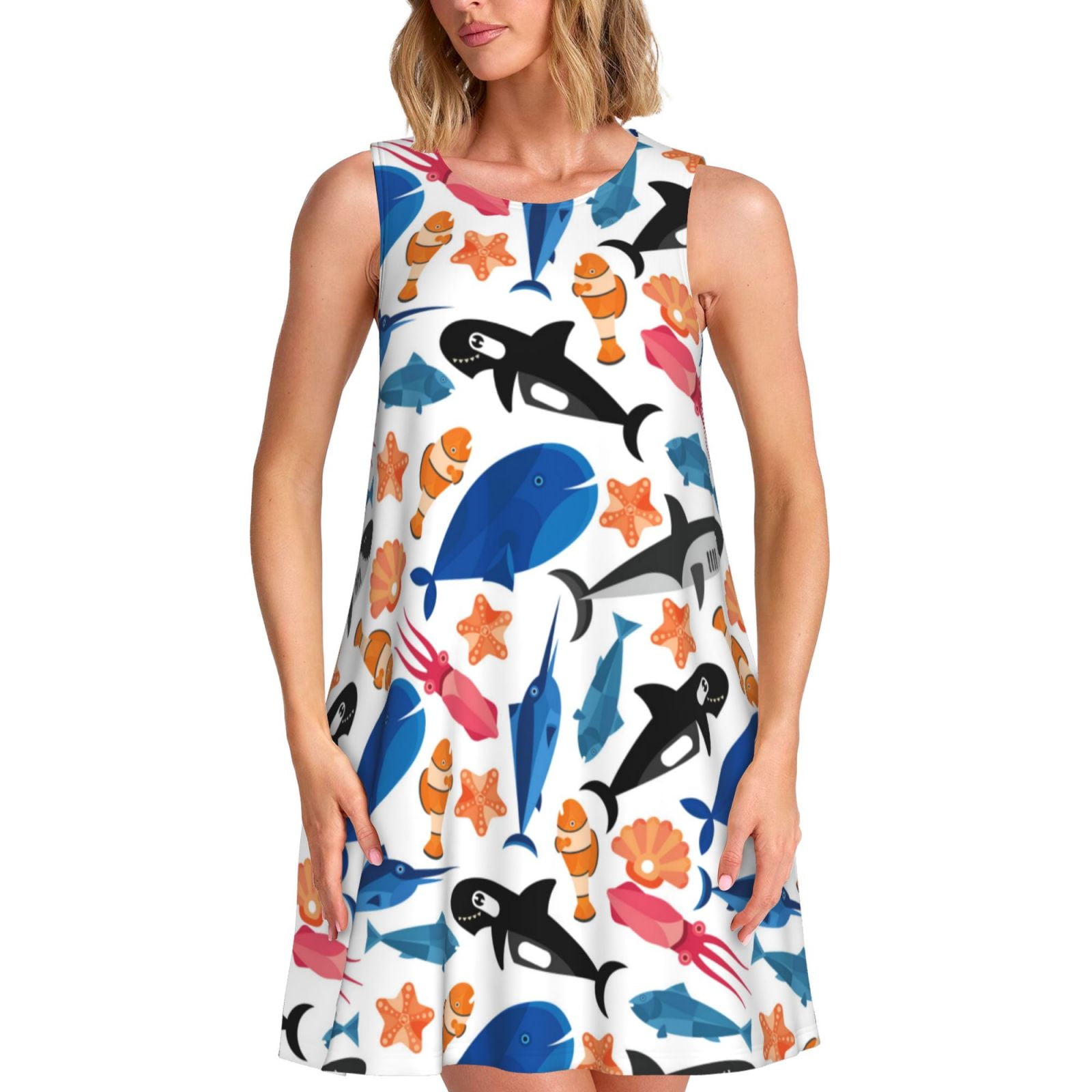 Spring Summer Dresses for Women 2025 - Cute Sea Animals Beach Vacation ...