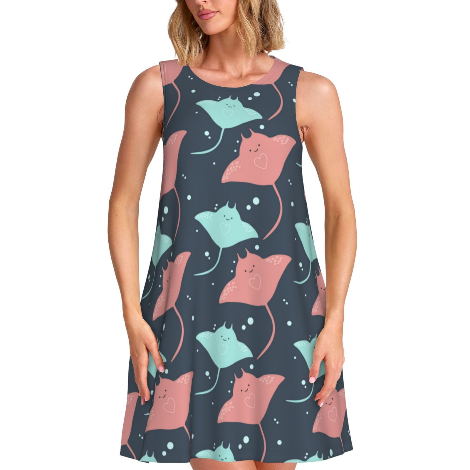 Spring Summer Dresses for Women 2025 - Cute Stingrays Polka Dots Beach ...