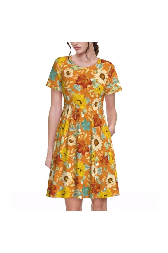 Spring Summer Dresses for Women 2025 - Daisy Maple Fall Wedding Guest Dresses, Beach Vacation Clothes, Hawaiian Sundresses Casual Short Sleeve Dress for Women with Pockets