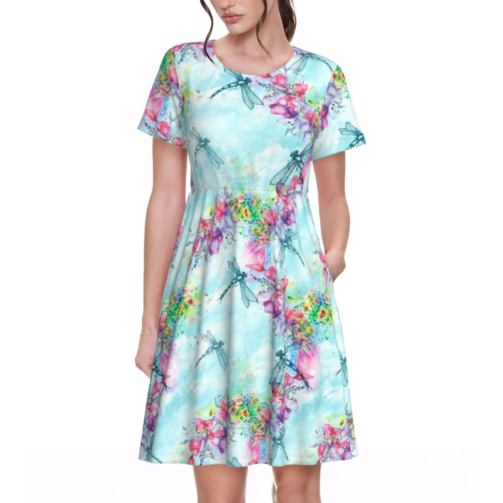 Spring Summer Dresses for Women 2025 - Dragonfly Floral Beach Vacation ...