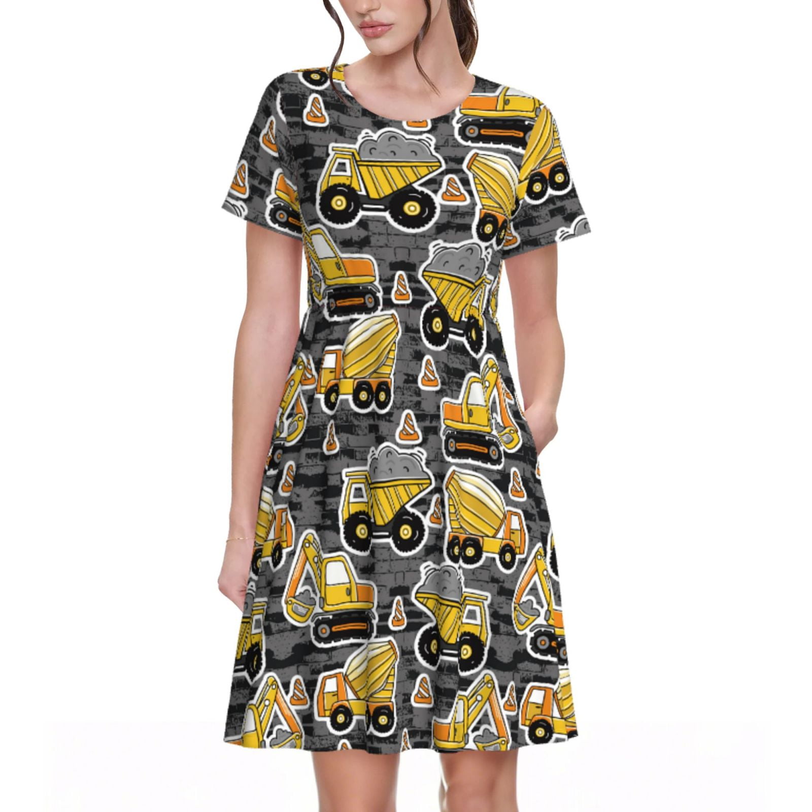 Work Sundresses Spring Summer Dresses for Women 2025 - Excavator At Work Wedding Guest ...