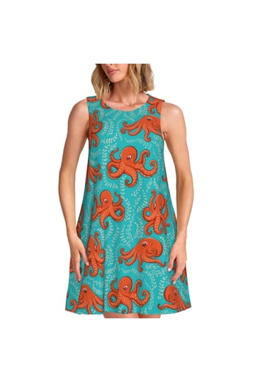 blue or yellow dress test Eco Silky Half Sleeve and Shorts Pajama Set in Octopus Isle | Women's M main image 0