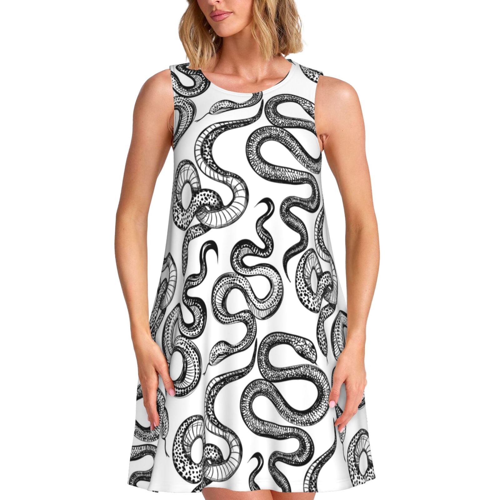 OFEEFAN Women's Summer Sundress - Sleeveless Black Beach Dress & Swimsuit Cover Up, Small - View #7