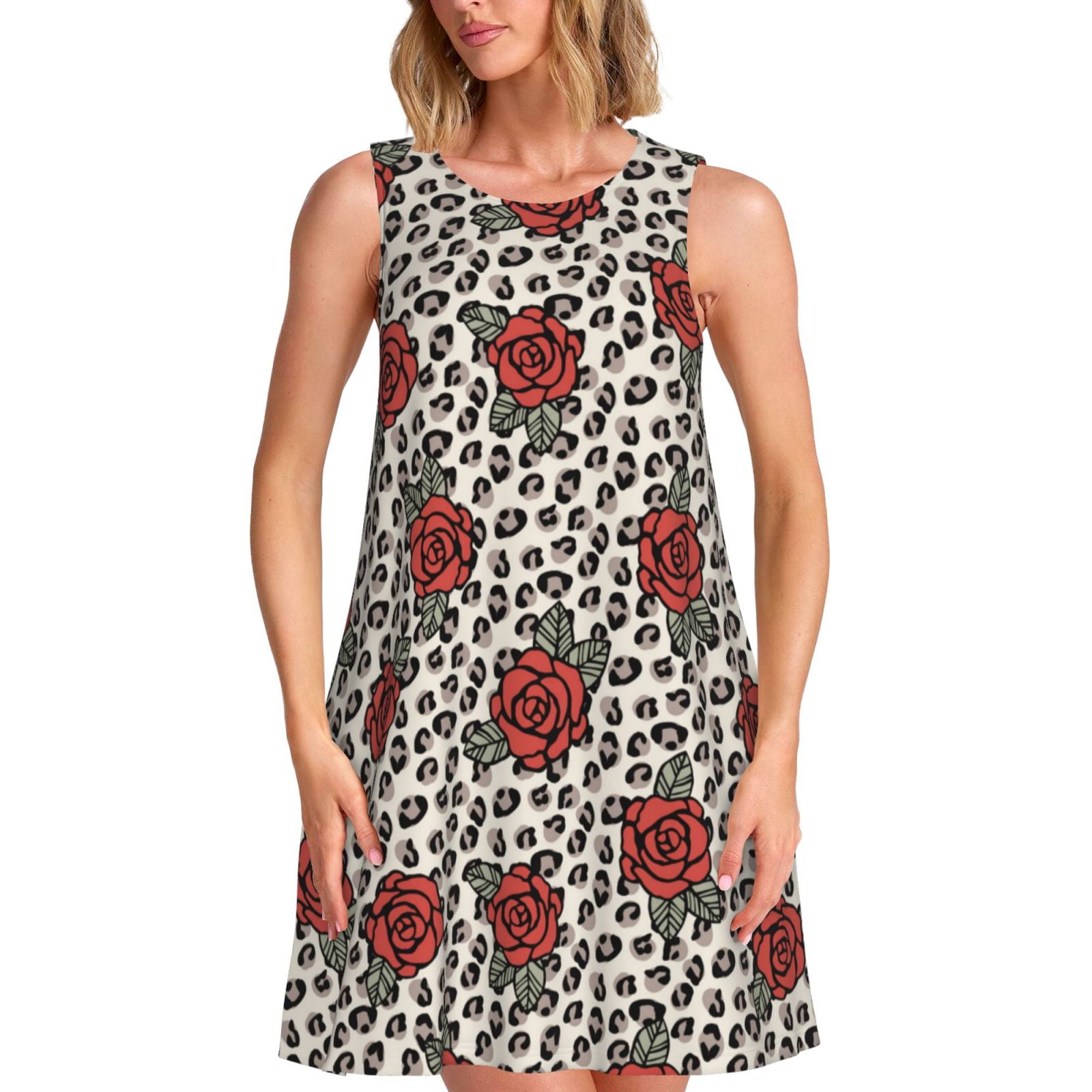 Spring Summer Dresses for Women 2025 - Leopard Print Rose Beach ...