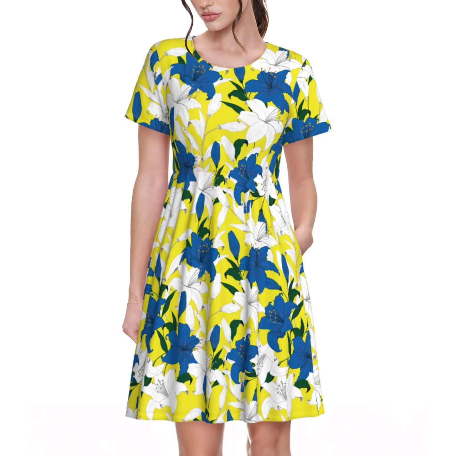Spring Summer Dresses for Women 2025 - Lilies Flowers(A) Beach Vacation ...