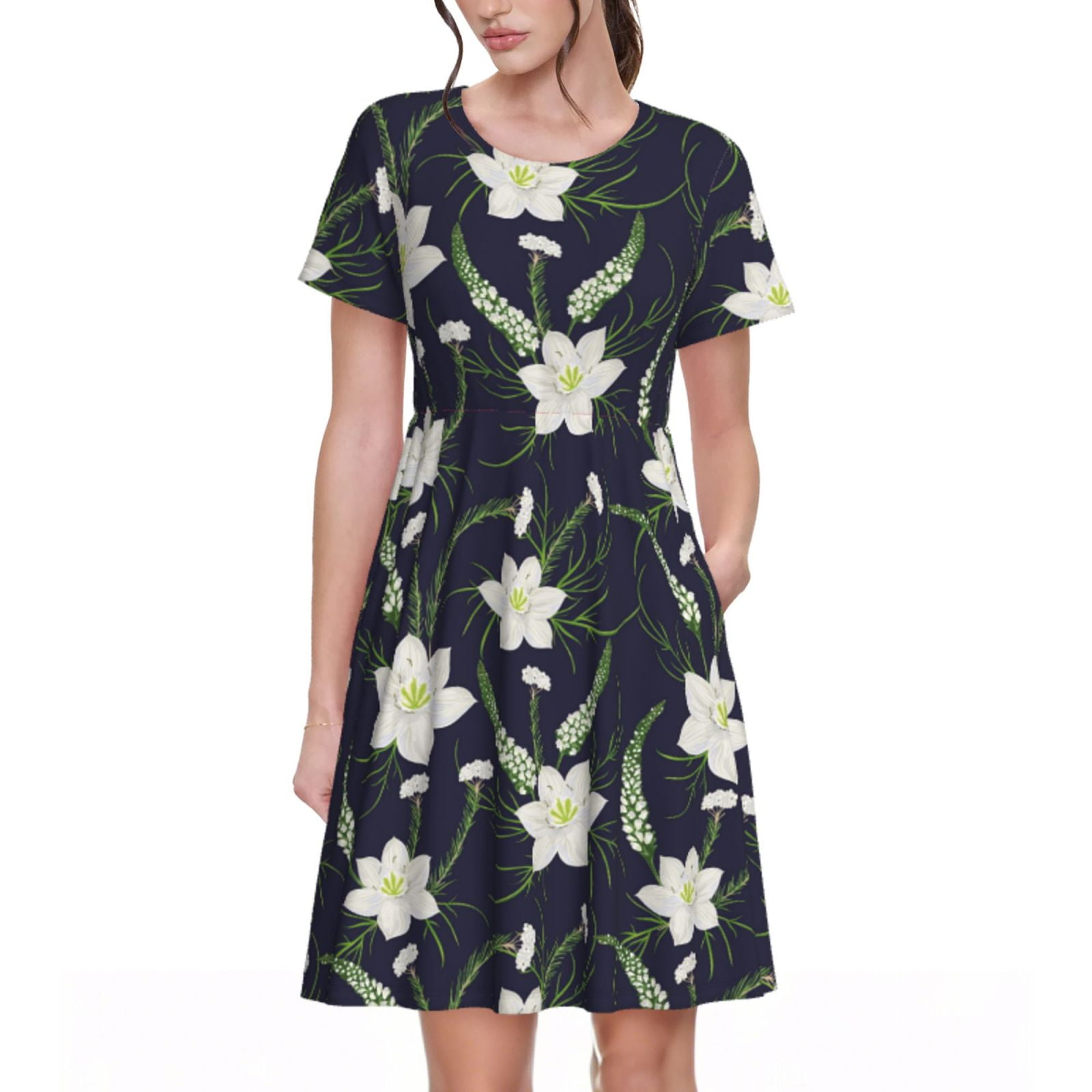 Spring Summer Dresses for Women 2025 - Lilies Flowers Wedding Guest ...