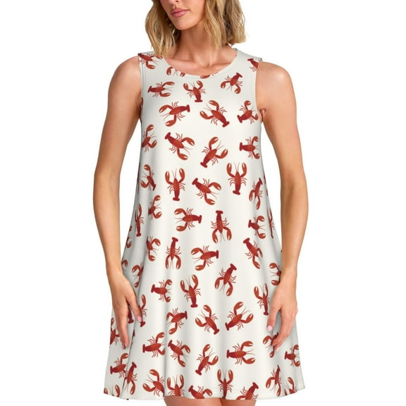 Spring Summer Dresses for Women 2025 - Lobster Swimsuit Coverup Sundresses for Women, Beach Vacation Clothes for Women, Hawaiian Tshirt Dresses for Women