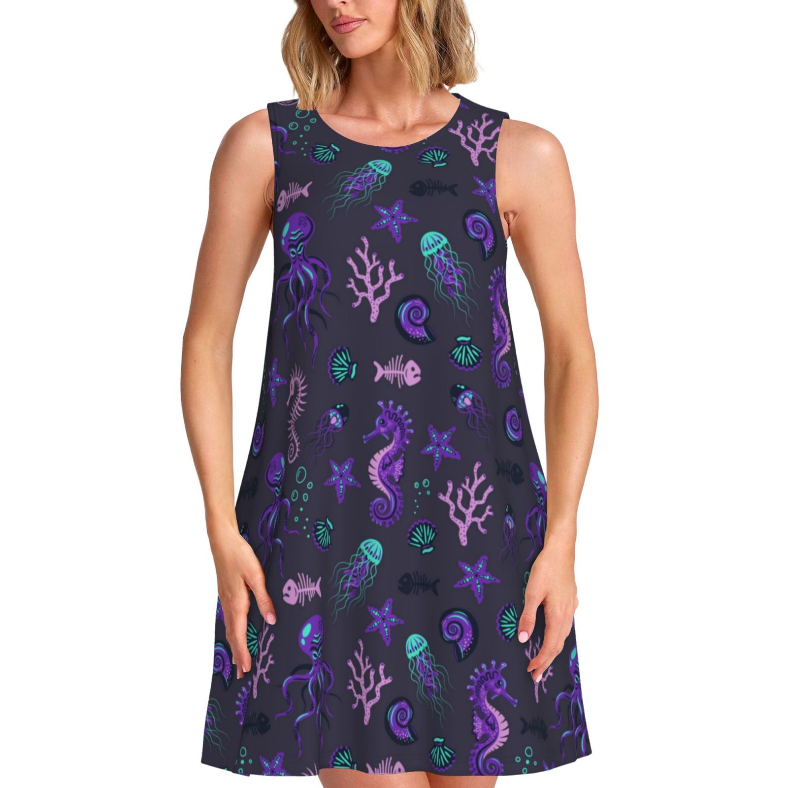 Spring Summer Dresses for Women 2025 - Octopus Seahorse Jellyfish ...