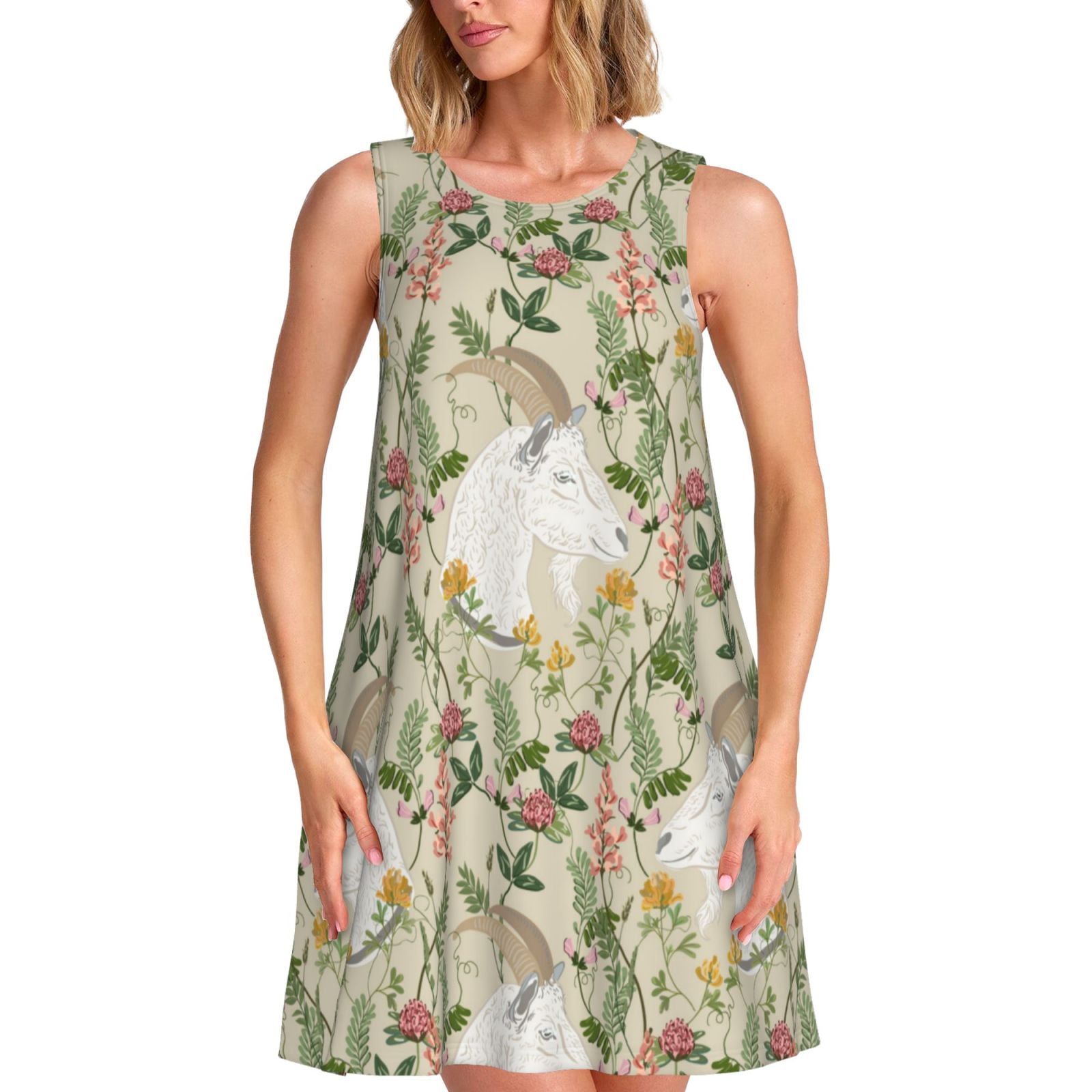 Spring Summer Dresses for Women 2025 - Painted Cute Goat Head Flower ...