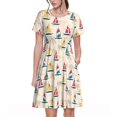 thumbnail image 1 of Spring Summer Dresses for Women 2025 - Reto Marine Nautical Wedding Guest Dresses, Beach Vacation Clothes, Hawaiian Sundresses Casual Short Sleeve Dress for Women with Pockets, 1 of 7