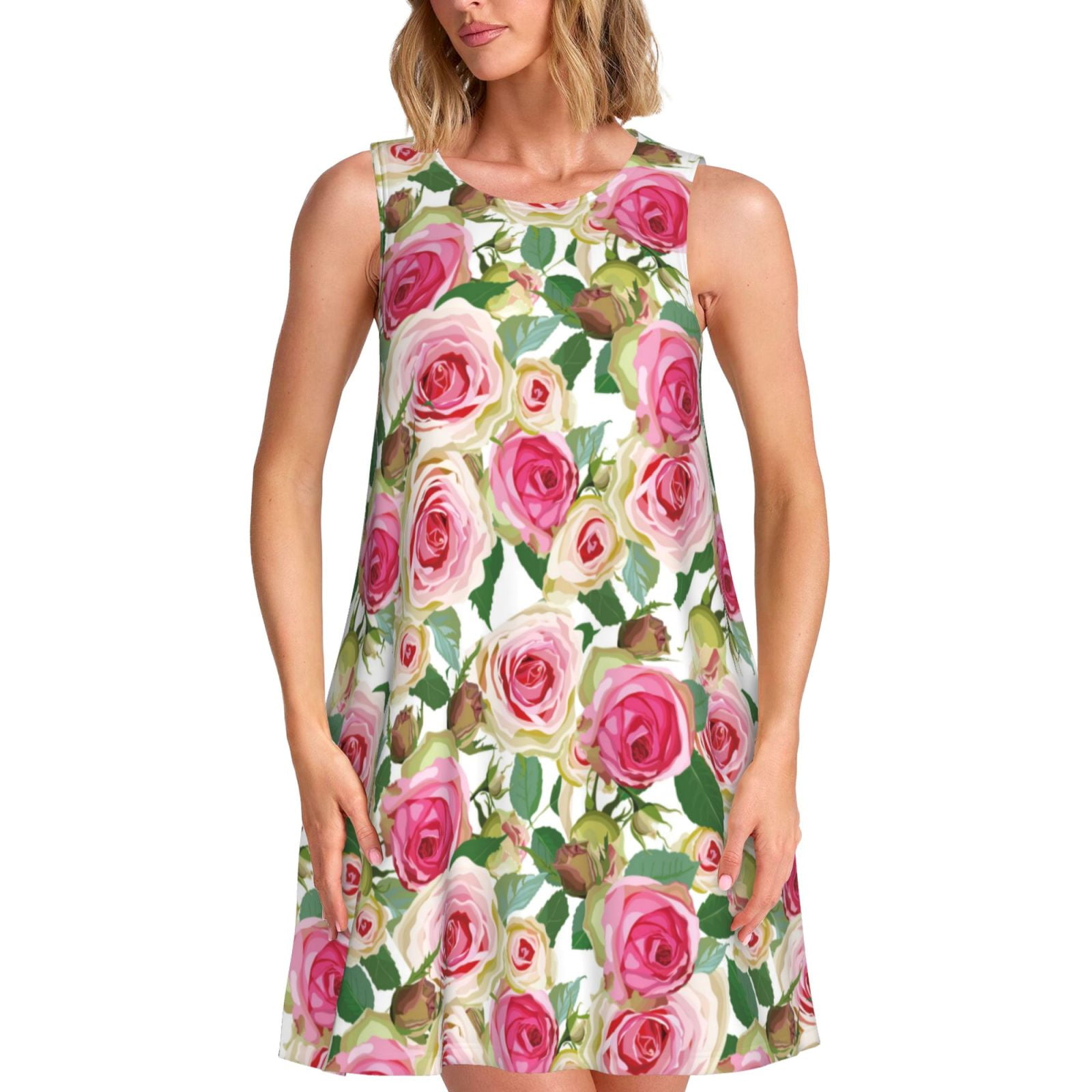 Spring Summer Dresses for Women 2025 - Rose Flowers(1) Beach Vacation ...