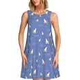 thumbnail image 1 of Spring Summer Dresses for Women 2025 - Sailing Yachts Ocean Waves Swimsuit Coverup Sundresses for Women, Beach Vacation Clothes for Women, Hawaiian Tshirt Dresses for Women, 1 of 7