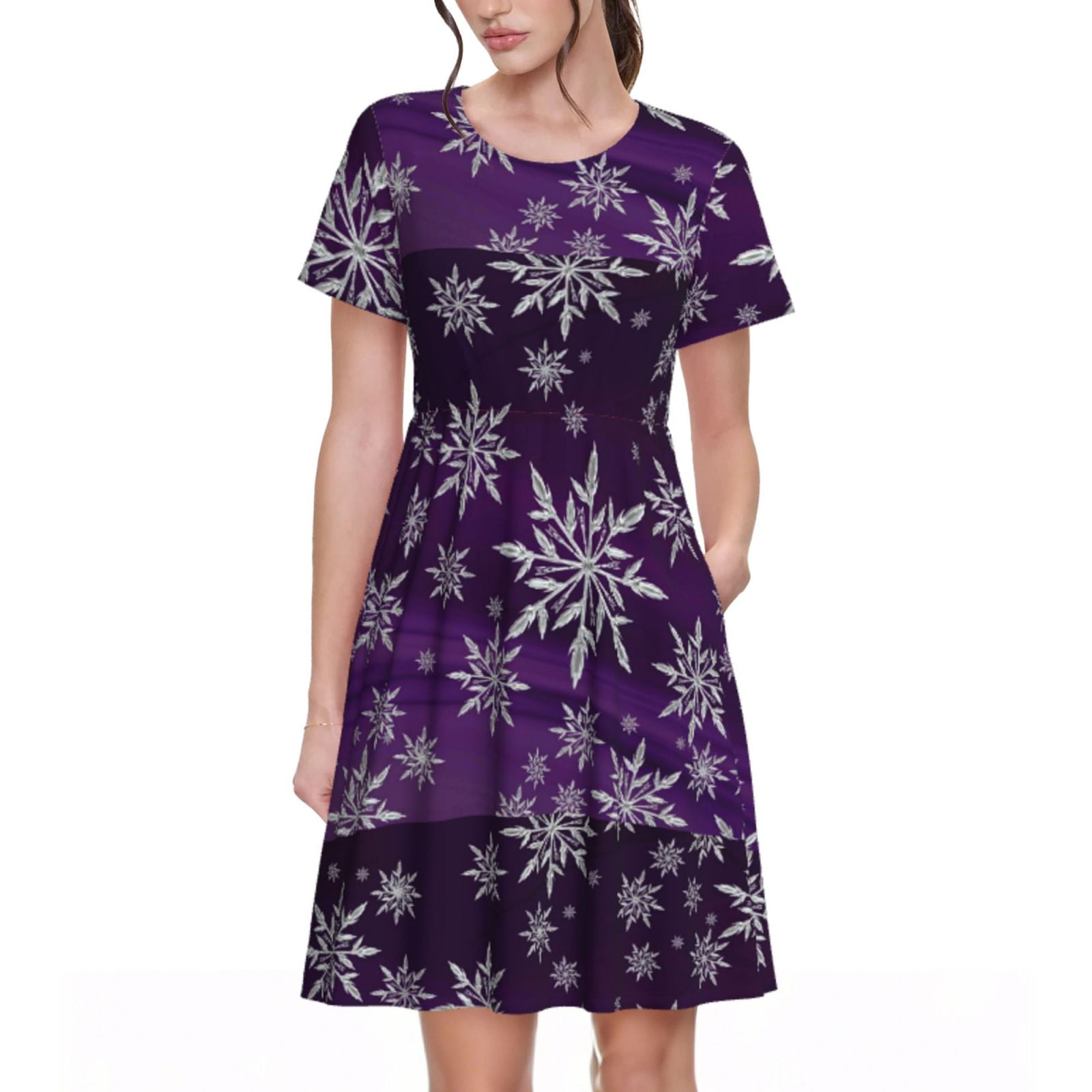 Spring Summer Dresses for Women 2025 - Snowflake Gradient Purple Beach ...