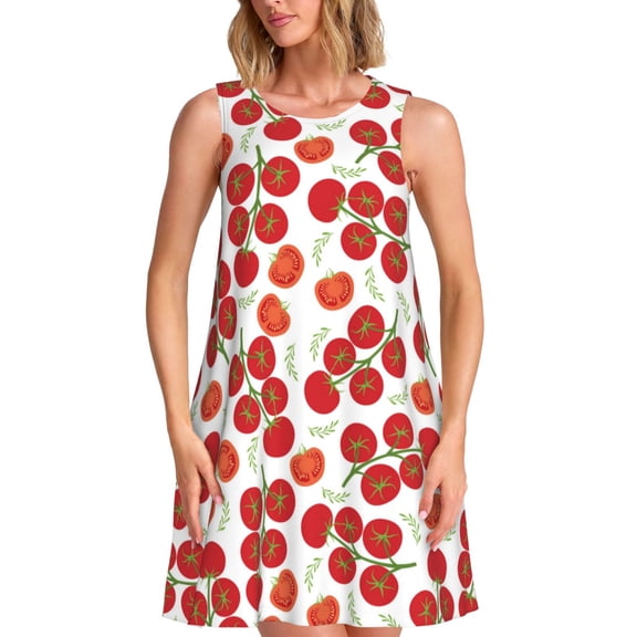 Spring Summer Dresses for Women 2025 - Tomato Swimsuit Coverup Sundresses for Women, Beach Vacation Clothes for Women, Hawaiian Tshirt Dresses for Women