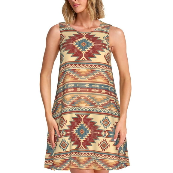 Spring Summer Dresses for Women 2025 - Traditional Tribal Aztec Swimsuit Coverup Sundresses for Women, Beach Vacation Clothes for Women, Hawaiian Tshirt Dresses for Women