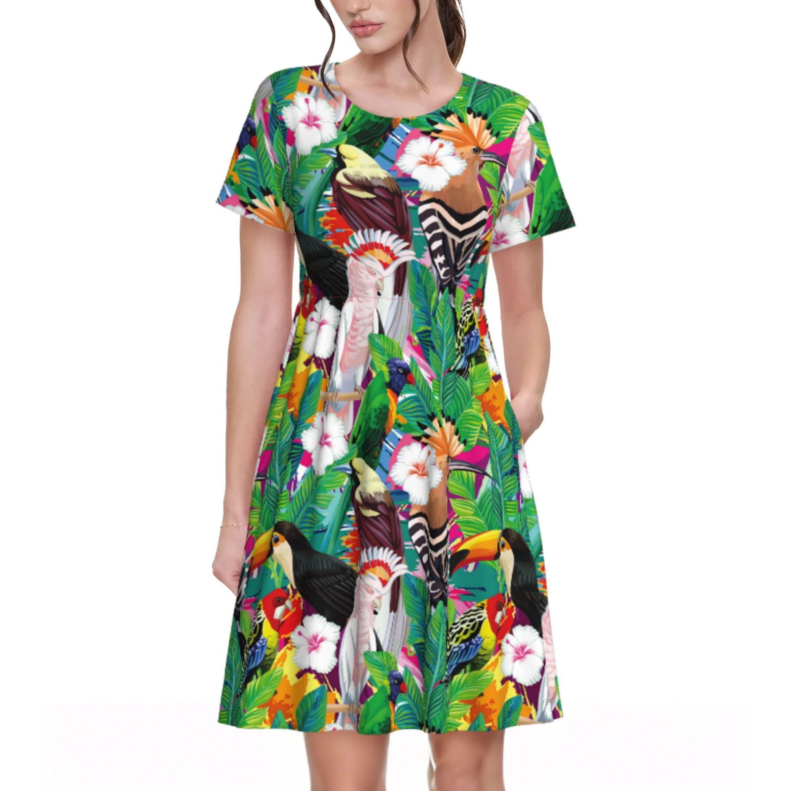 Spring Summer Dresses for Women 2025 - Tropical Cute Parrot Toucan ...