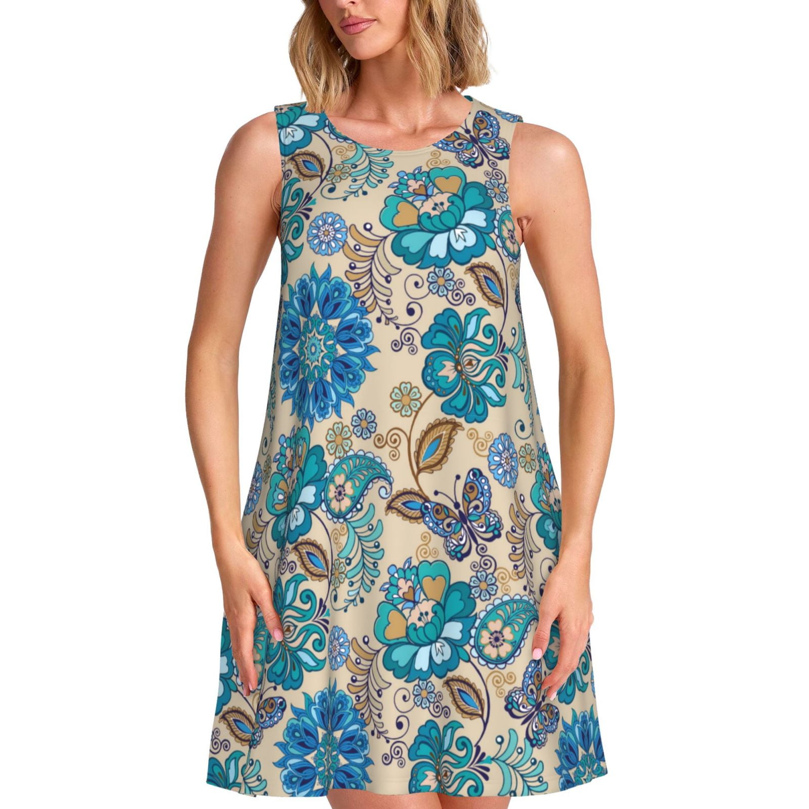 Spring Summer Dresses for Women 2025 - Vintage Floral Butterflies Beach ...