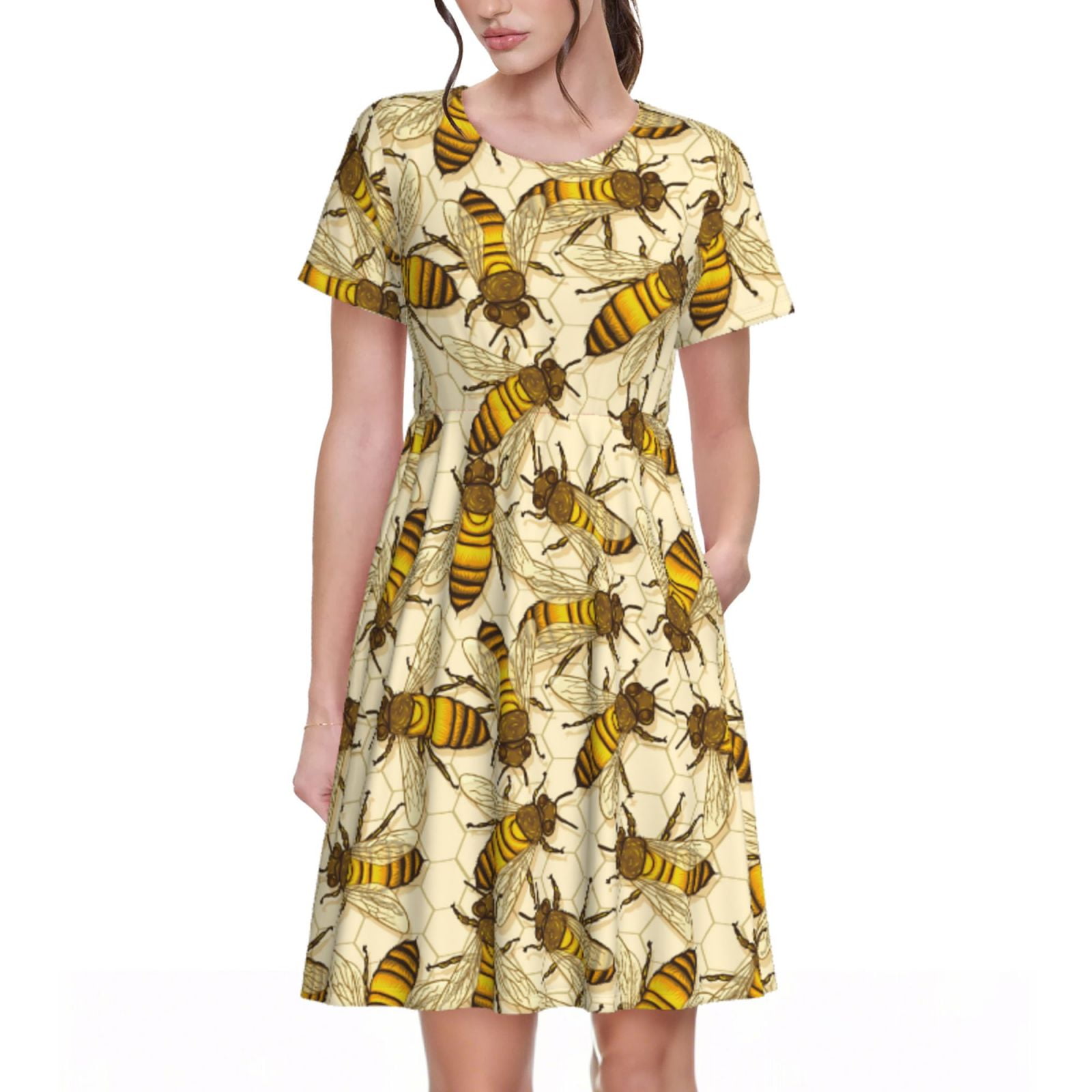 Spring Summer Dresses for Women 2025 - Vintage Honey Bees Honeycomb ...