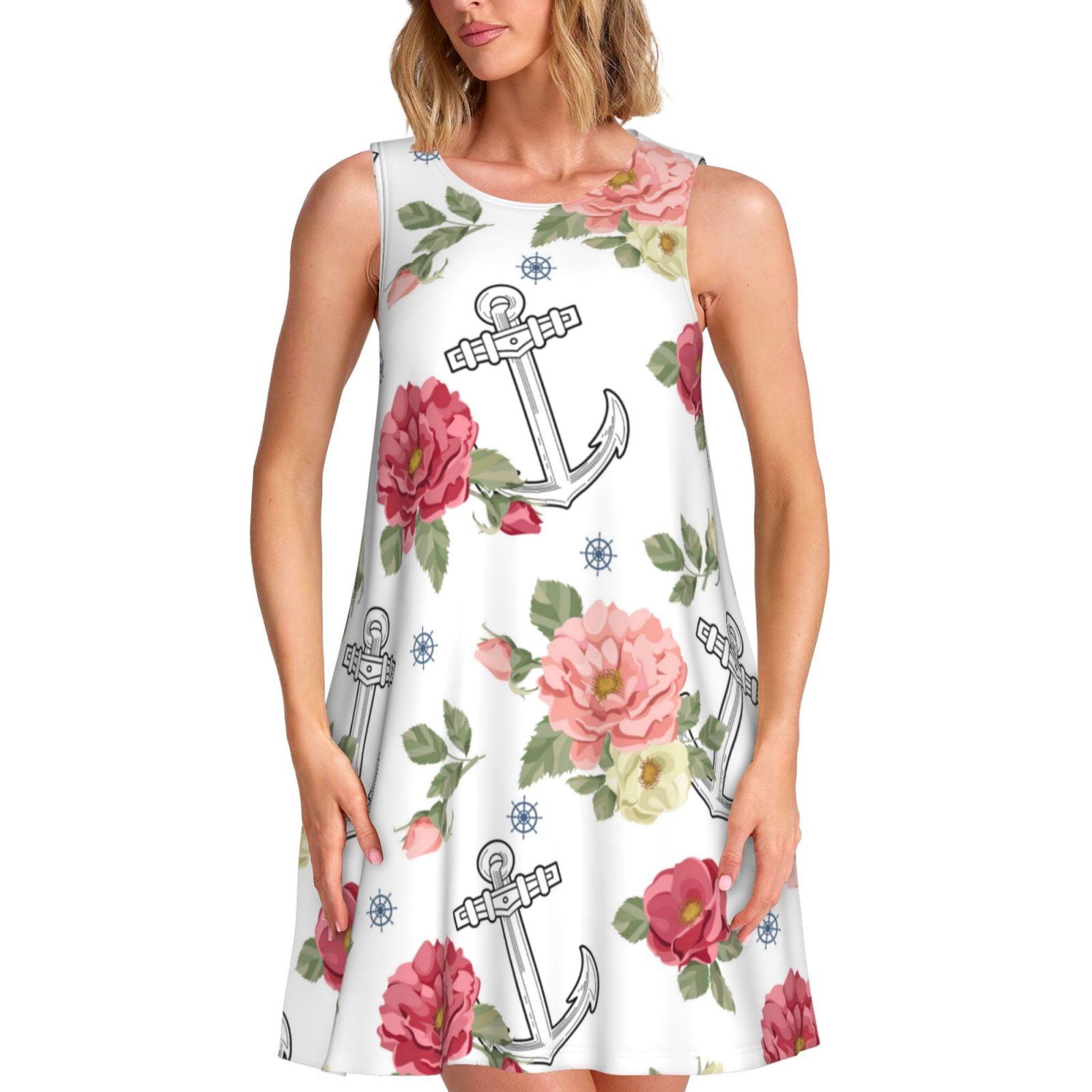 Spring Summer Dresses for Women 2025 - Vintage Roses Anchor White ...