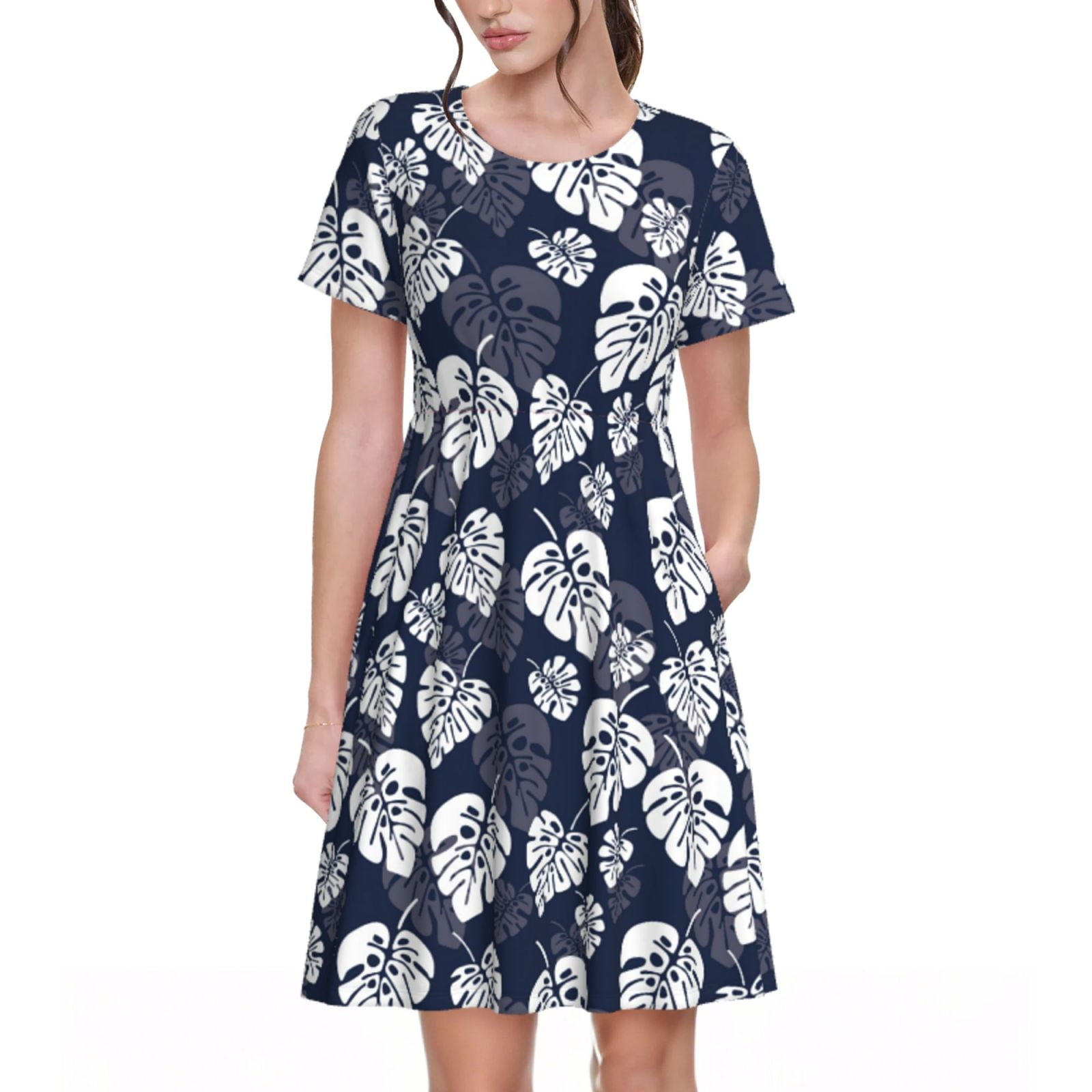 Spring Summer Dresses for Women 2025 - White Leaves Beach Vacation ...