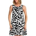 thumbnail image 1 of Spring Summer Dresses for Women 2025 - Zebra Print Black White Cool Swimsuit Coverup Sundresses for Women, Beach Vacation Clothes for Women, Hawaiian Tshirt Dresses for Women, 1 of 7
